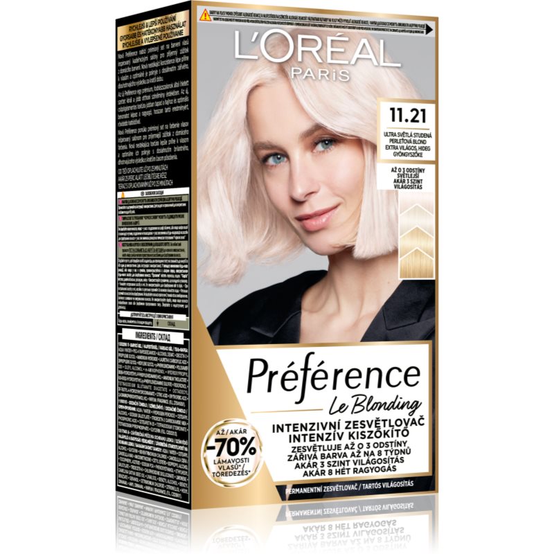 L’Oréal Paris Préférence Le Blonding боя за коса за изсветляване на косата цвят 11.21 Ultra-Light Cool Pearl Blonde 1 бр. на ниска цена