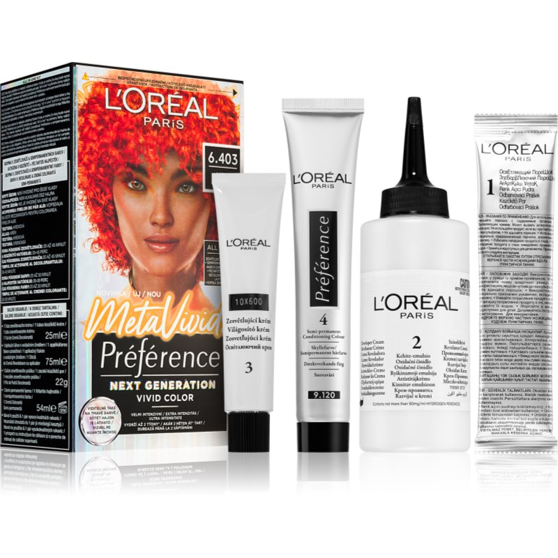 L’Oréal Paris Préférence Meta Vivids полу-перманента боя за коса цвят 6.403 Meta Coral 1 бр.
