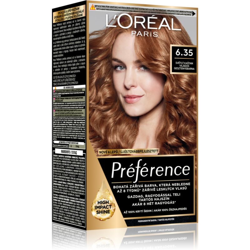L’Oréal Paris Préférence боя за коса цвят 6.35 Light Amber 1 бр.