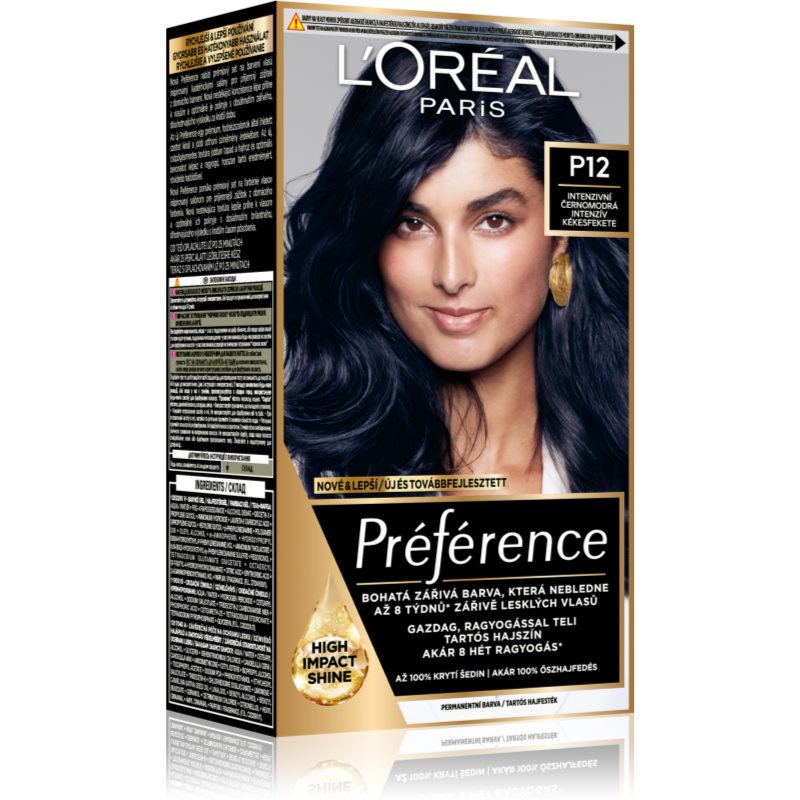 L’Oréal Paris Préférence боя за коса цвят P12 Intense Cool Black 1 бр.