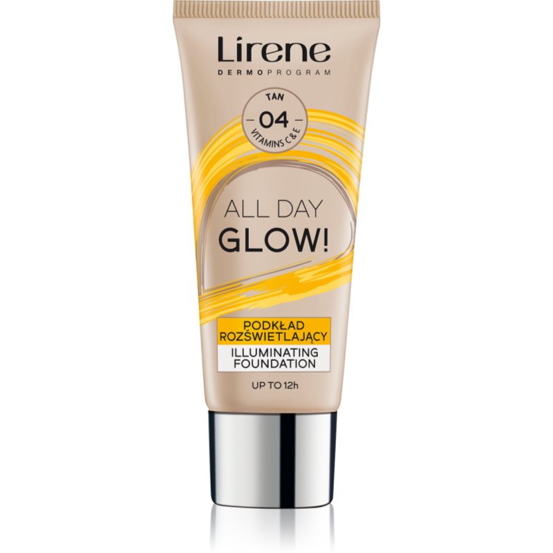 Lirene Vitamin C озаряващ флуиден фон дьо тен за дълготраен ефект цвят 04 Tanned 30 мл.