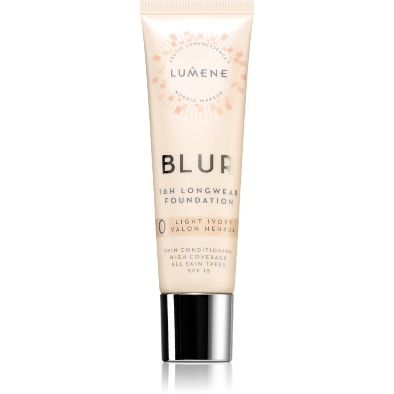 Lumene Blur 16h Longwear дълготраен фон дьо тен SPF 15 цвят 0 Light Ivory 30 мл.