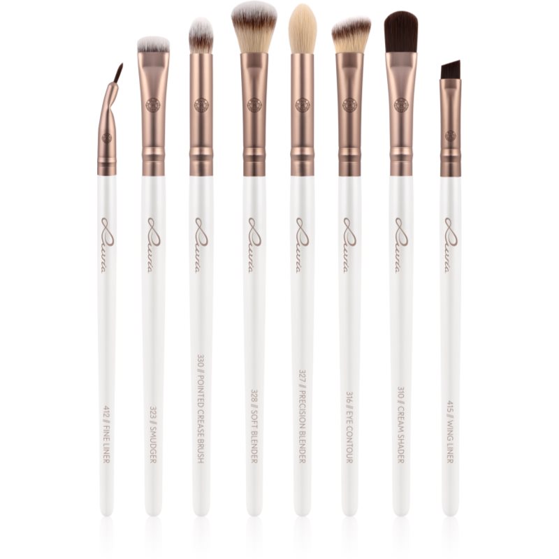 Luvia Cosmetics Prime Vegan All Eye Want комплект четки за очи Pearl White / Metallic Coffee Brown