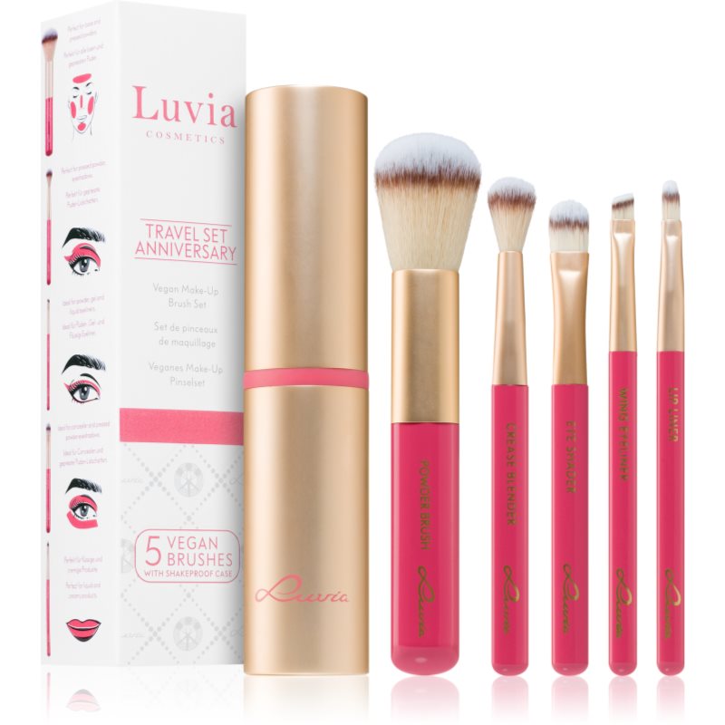 Luvia Cosmetics Prime Vegan Anniversary комплкет четки с калъф пътническа