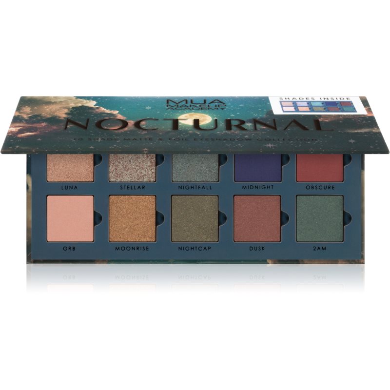 MUA Makeup Academy Nocturnal палитра сенки за очи с 10 цвята 11 гр.