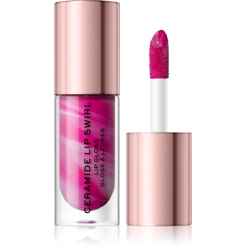 Makeup Revolution Ceramide Swirl хидратиращ блясък за устни цвят Berry Pink 4