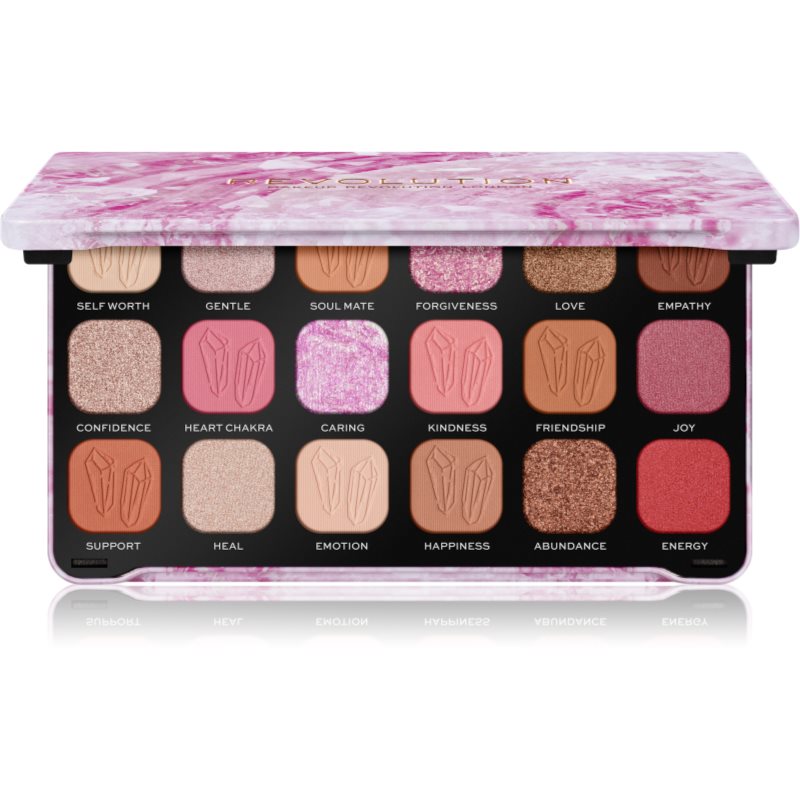 Makeup Revolution Crystal Aura Forever Flawless палитра сенки за очи цвят Rose Quartz 19