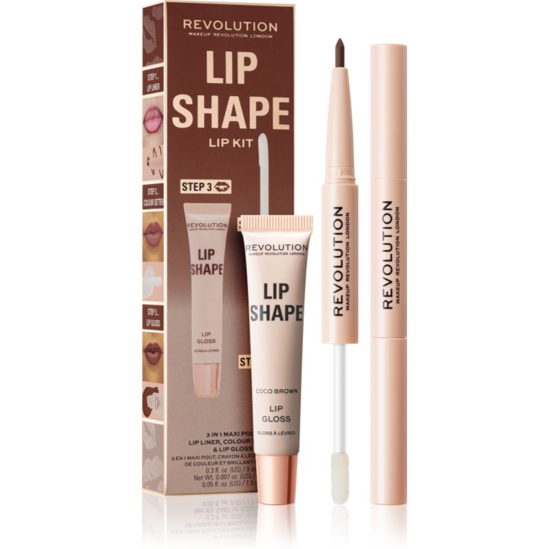 Makeup Revolution Lip Shape Kit комплект за устни цвят Coco Brown 1 бр.