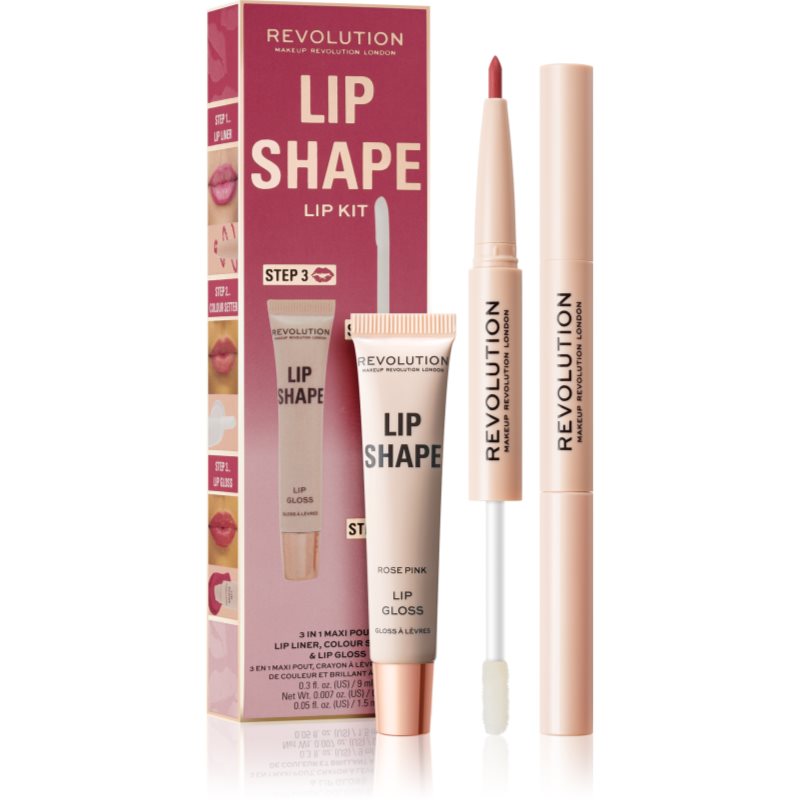 Makeup Revolution Lip Shape Kit комплект за устни цвят Rose Pink 1 бр.