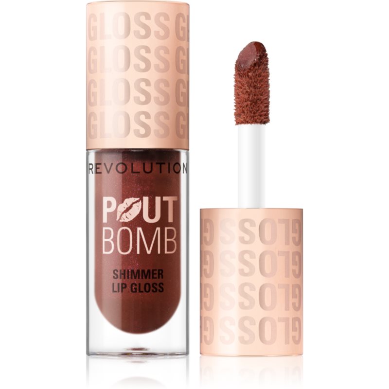 Makeup Revolution Shimmer Gloss блясък за устни с блестящи частици цвят Chocolate Sparkle 4.5 мл.