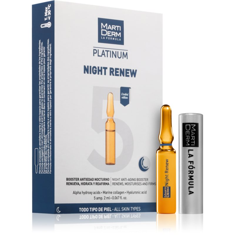 MartiDerm Platinum Night Renew интензивен серум за подпомагане на образуването на колаген 5x2 мл.