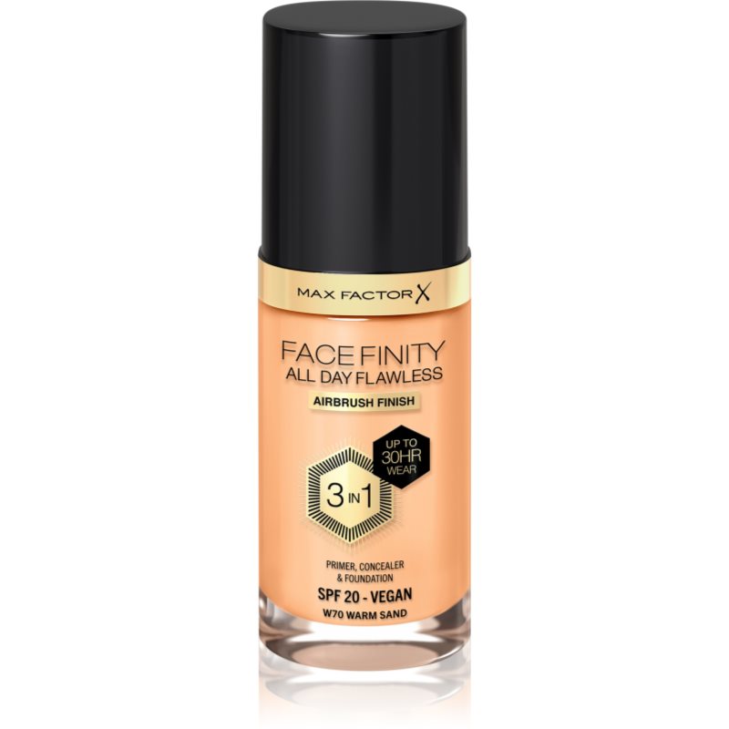 Max Factor Facefinity All Day Flawless дълготраен фон дьо тен SPF 20 цвят 70 Warm Sand 30 мл.