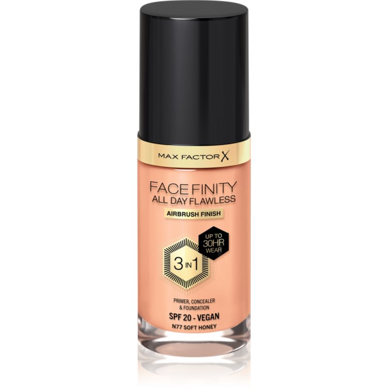 Max Factor Facefinity All Day Flawless дълготраен фон дьо тен SPF 20 цвят 77 Soft Honey 30 мл.