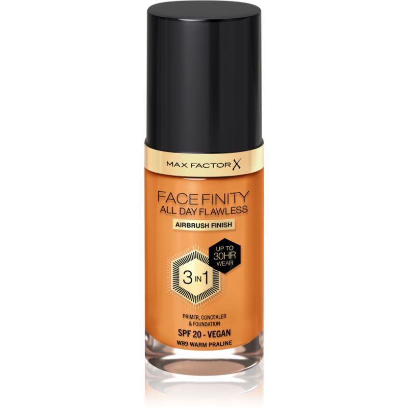 Max Factor Facefinity All Day Flawless дълготраен фон дьо тен SPF 20 цвят 89 Warm Praline 30 мл.