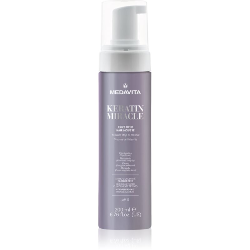 Medavita Keratin Miracle Frizz Over Hair Mousse стилизираща пяна За коса 200 мл.