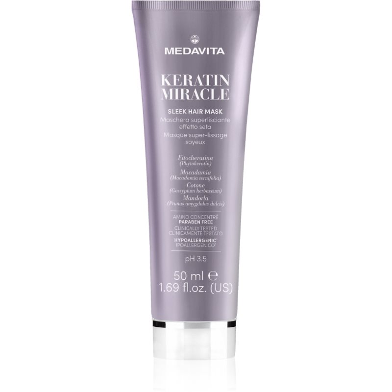 Medavita Keratin Miracle Sleek Hair Mask овлажняваща и изглаждаща маска 50 мл.