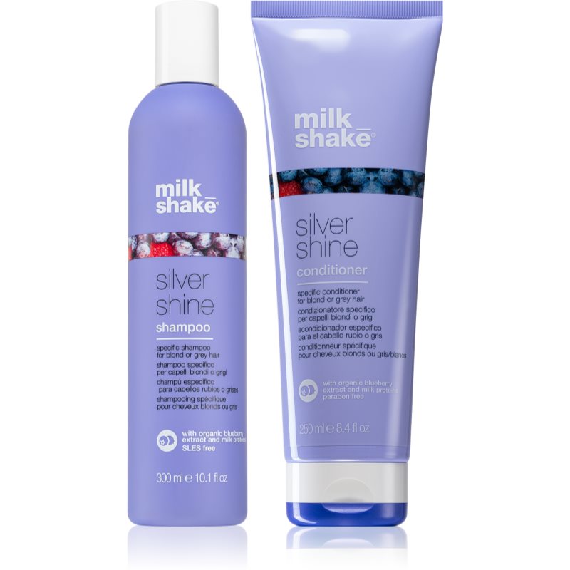 Milk Shake Silver Shine шампоан и балсам неутрализиращ жълтеникавите оттенъци на ниска цена