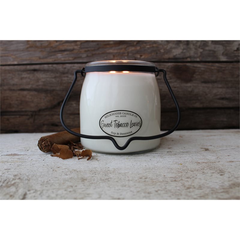 Milkhouse Candle Co. Creamery Sweet Tobacco Leaves ароматна свещ Butter Jar 454 гр. на ниска цена