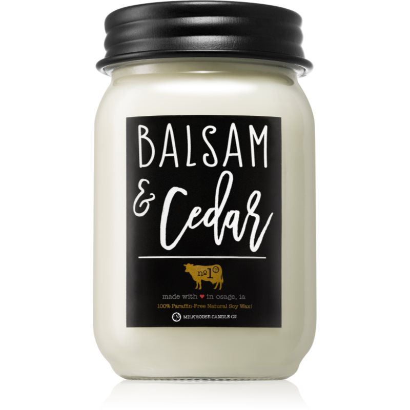 Milkhouse Candle Co. Farmhouse Balsam & Cedar ароматна свещ Mason Jar 368 гр.