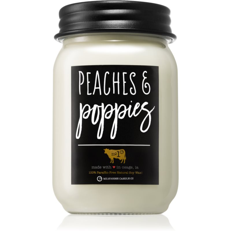 Milkhouse Candle Co. Farmhouse Peaches & Poppies ароматна свещ Mason Jar 368 гр.