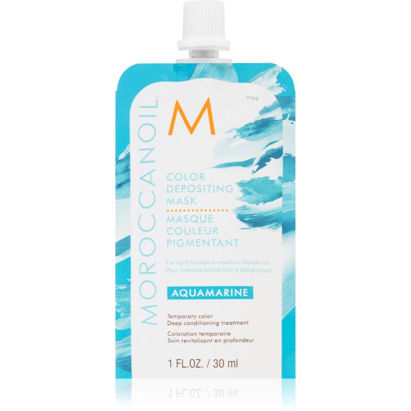 Moroccanoil Color Depositing нежна подхранваща маска без перманентни цветови пигменти Aquamarine 30 мл.