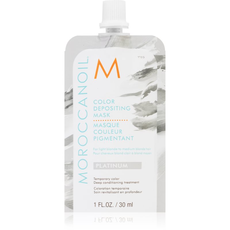 Moroccanoil Color Depositing нежна подхранваща маска без перманентни цветови пигменти Platinum 30 мл.