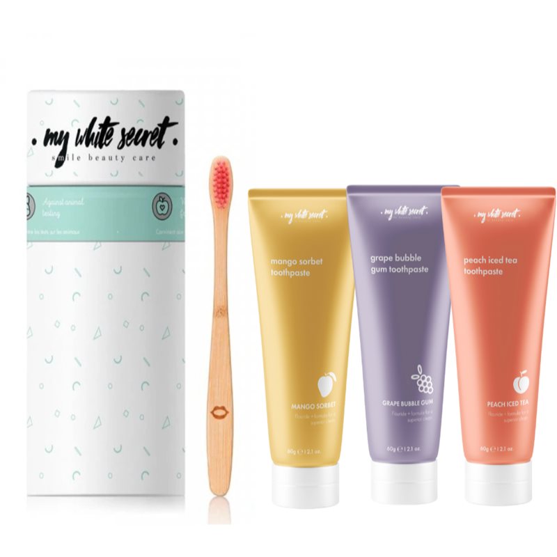 My White Secret Gift Pack Fruits Toothpaste + Toothbrush Комплект за дентална грижа