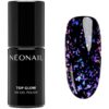 NEONAIL Top Glow гел топ лак за нокти цвят Violet Aurora Flakes 7