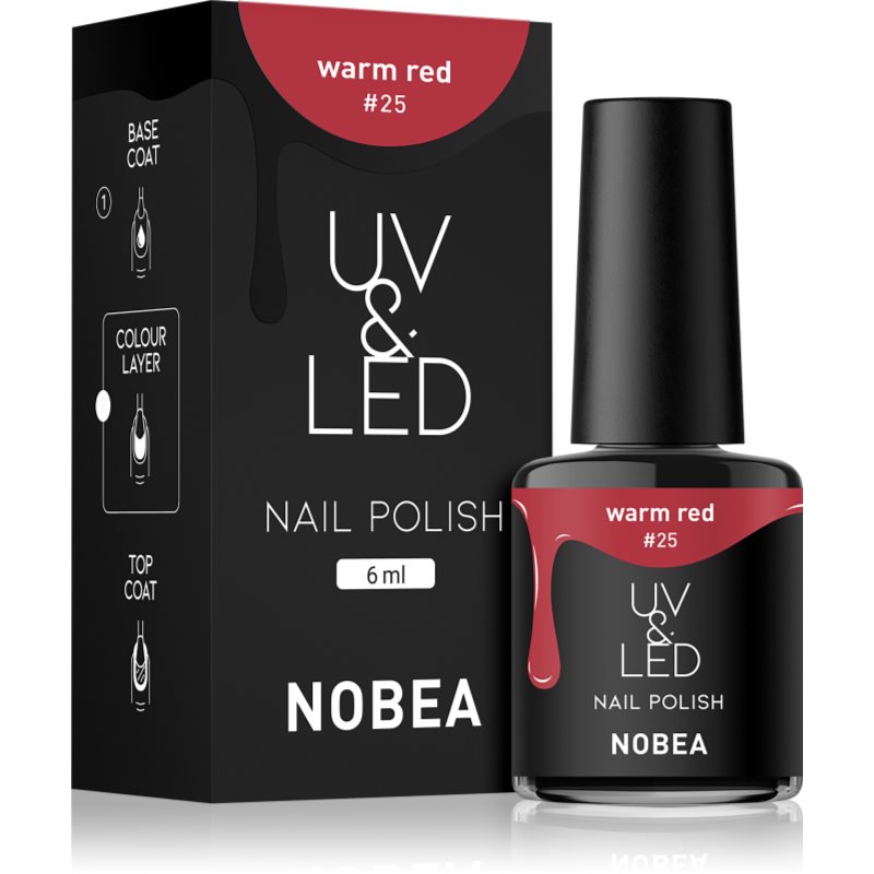 NOBEA UV & LED Nail Polish гел лак за нокти с използване на UV/LED лампа бляскав цвят Warm red #25 6 мл.