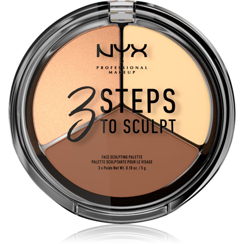 NYX Professional Makeup 3 Steps To Sculpt контурираща палитра за лице цвят 02 Light 15 гр.