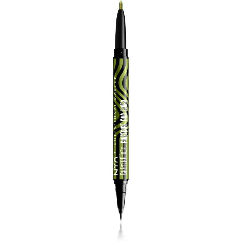 NYX Professional Makeup Beetlejuice Pinstripe Duo Liner очна линия 2 в 1 цвят 03 Green Chrome 0