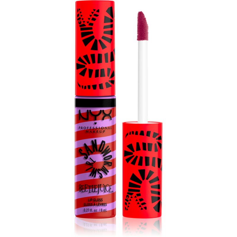 NYX Professional Makeup Beetlejuice Sandworm Swirl блестящ гланц за устни цвят 03 Red 8 мл.