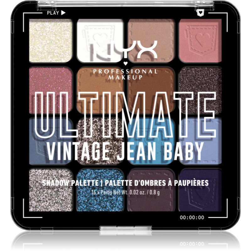 NYX Professional Makeup Ultimate Shadow Palette сенки за очи цвят Vintage Jean Baby 16 бр.