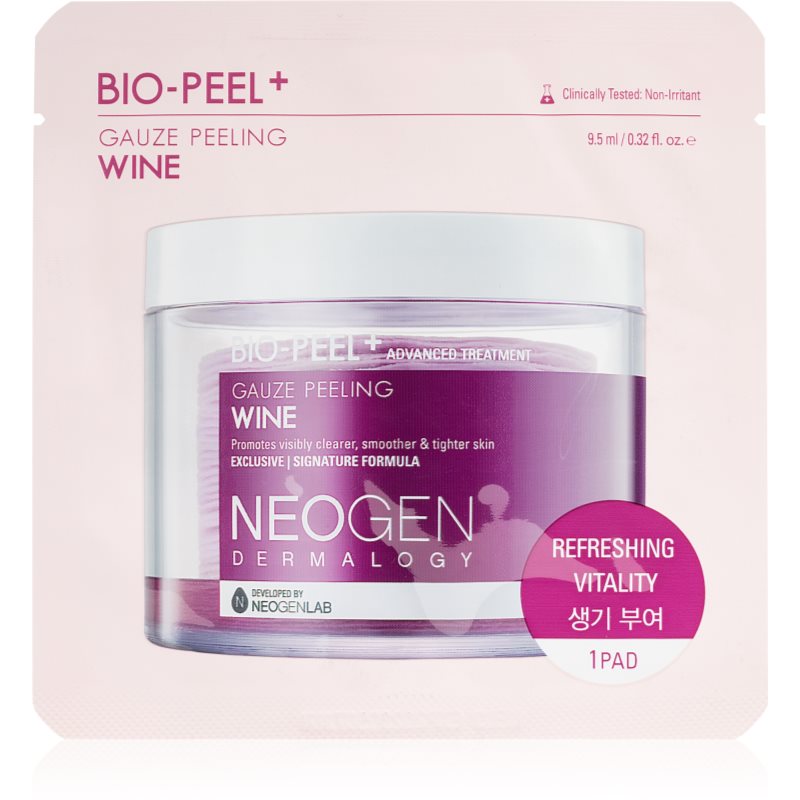 Neogen Dermalogy Bio-Peel+ Gauze Peeling Wine ексфолиращи тампони за лице за изглаждане на кожата и минимизиране на порите 1 бр.