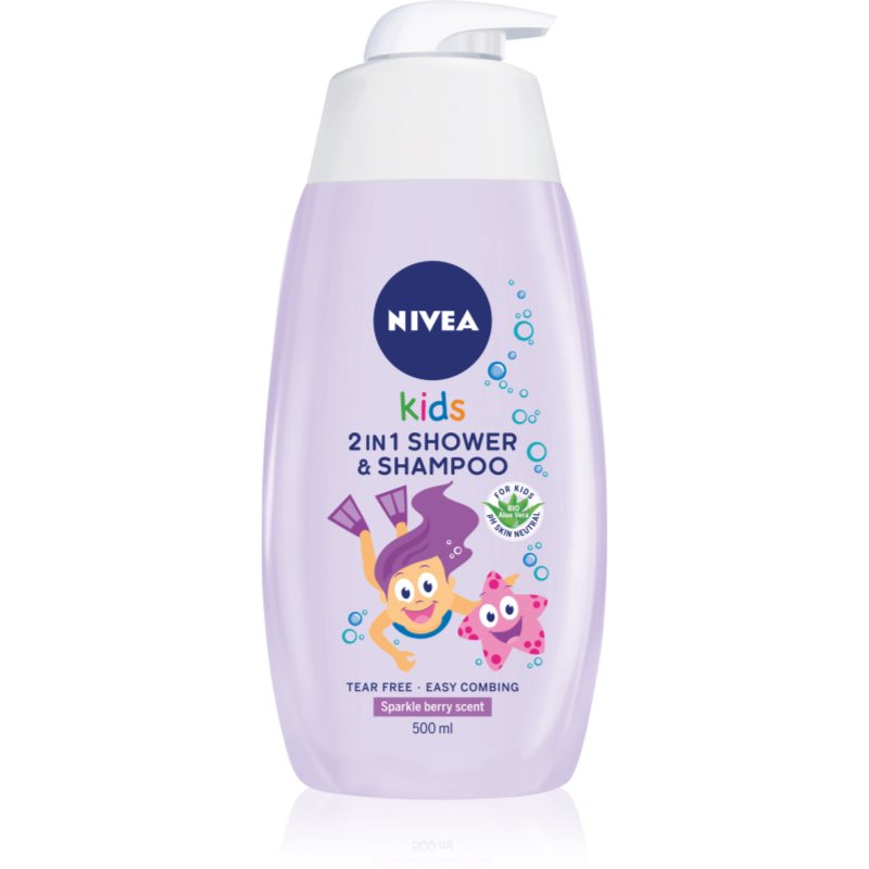 Nivea Kids Girl душ гел и шампоан 2 в 1 за деца 500 мл.