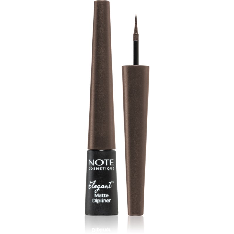 Note Cosmetique Elegant Matte Dipliner течна очна линия с матиращ завършек цвят 02 Coffee Brown 2