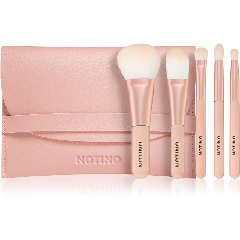 Notino Pastel Collection Travel brush set with pouch комплект за пътуване с четки и чантичка 1 бр.