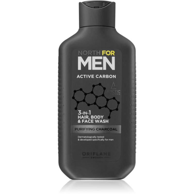 Oriflame North for Men Active Carbon освежаващ душ гел 3 в 1 250 мл.