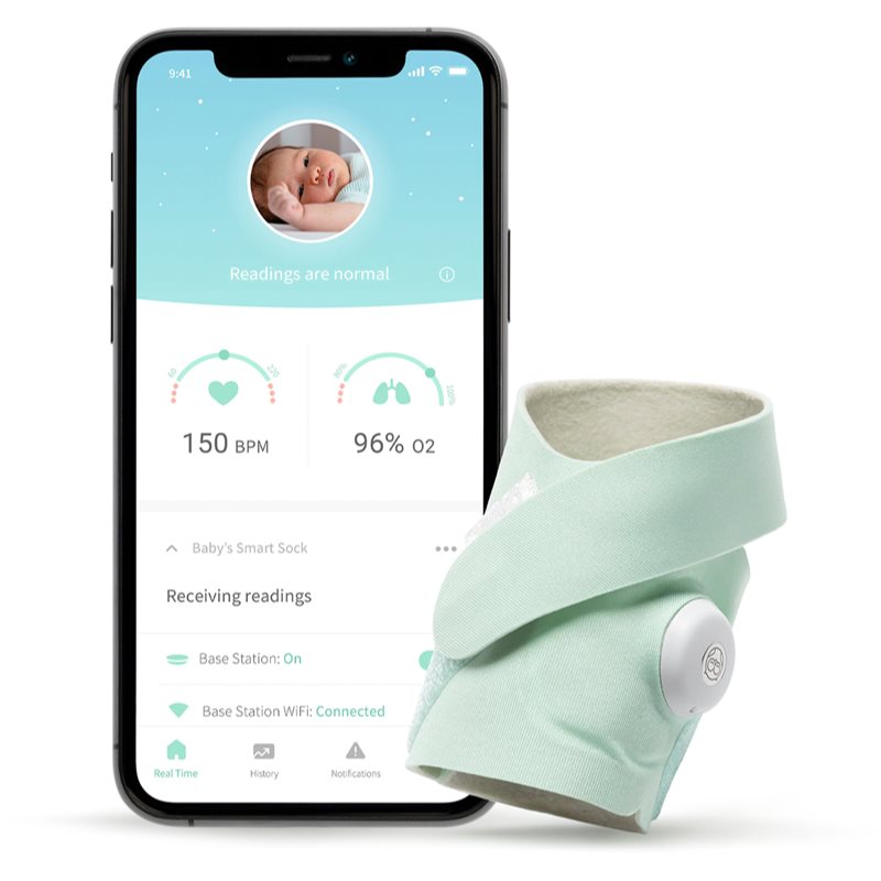 Owlet Smart Sock 3 0-18m смарт чорапи Mint 2x1 чифт на ниска цена