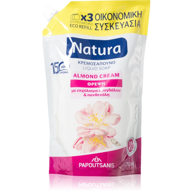 PAPOUTSANIS Natura Almond Cream течен сапун пълнител 750 мл.