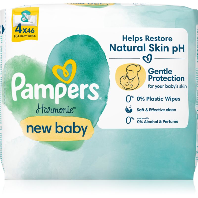 Pampers Harmonie New Baby мокри почистващи кърпички за деца 4x46 бр. на ниска цена