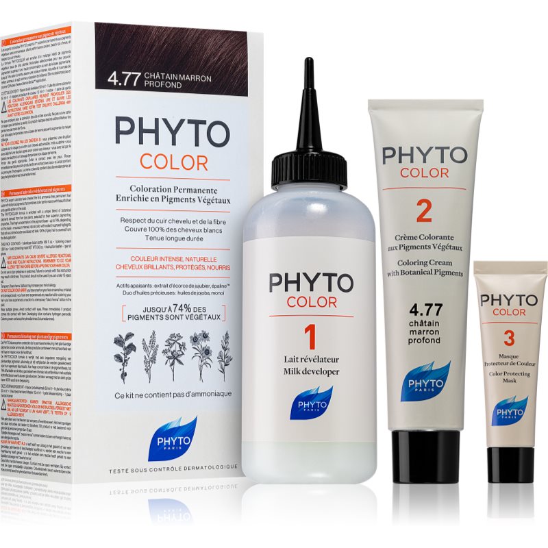 Phyto Color боя за коса без амоняк цвят 4.77 Intense Chestnut Brown 1 бр.