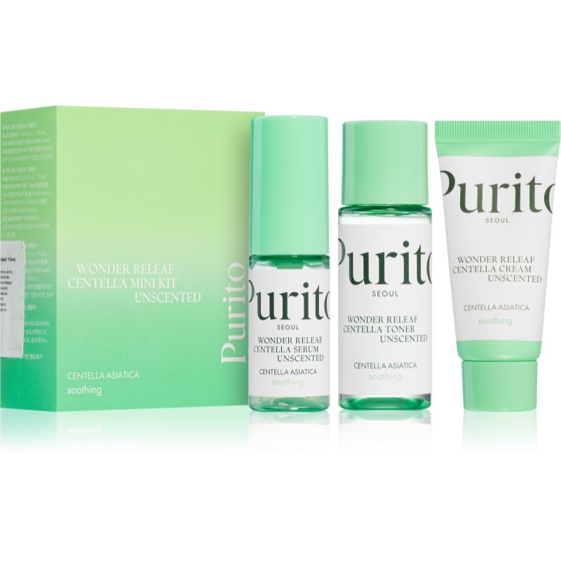 Purito Wonder Releaf Centella Mini Kit Unscented комплект за пътуване за чувствителна и раздразнена кожа