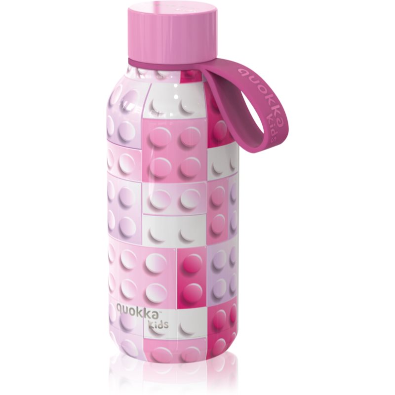 Quokka Solid Kids термобутилка със закачалка Pink Bricks 330 мл.