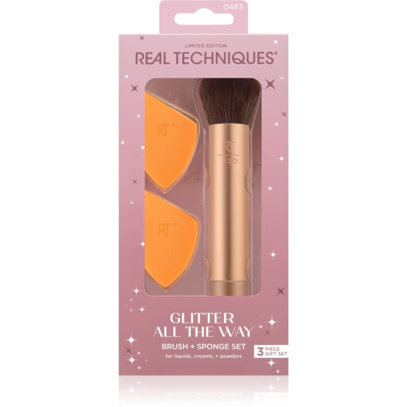 Real Techniques Glitter All The Way Sponge Set + Brush Set комплект четки