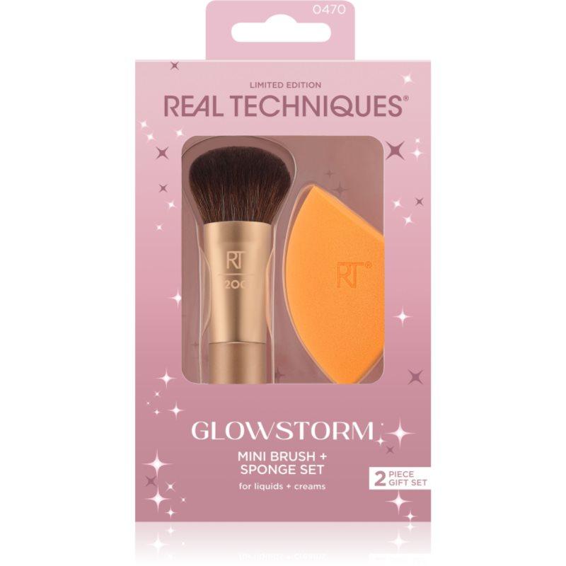 Real Techniques Glowstorm Mini Brush + Sponge Set комплект четки на ниска цена