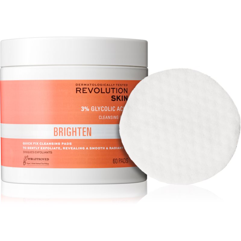 Revolution Skincare Brighten 3% Glycolic Acid почистващи тампони 60 бр.