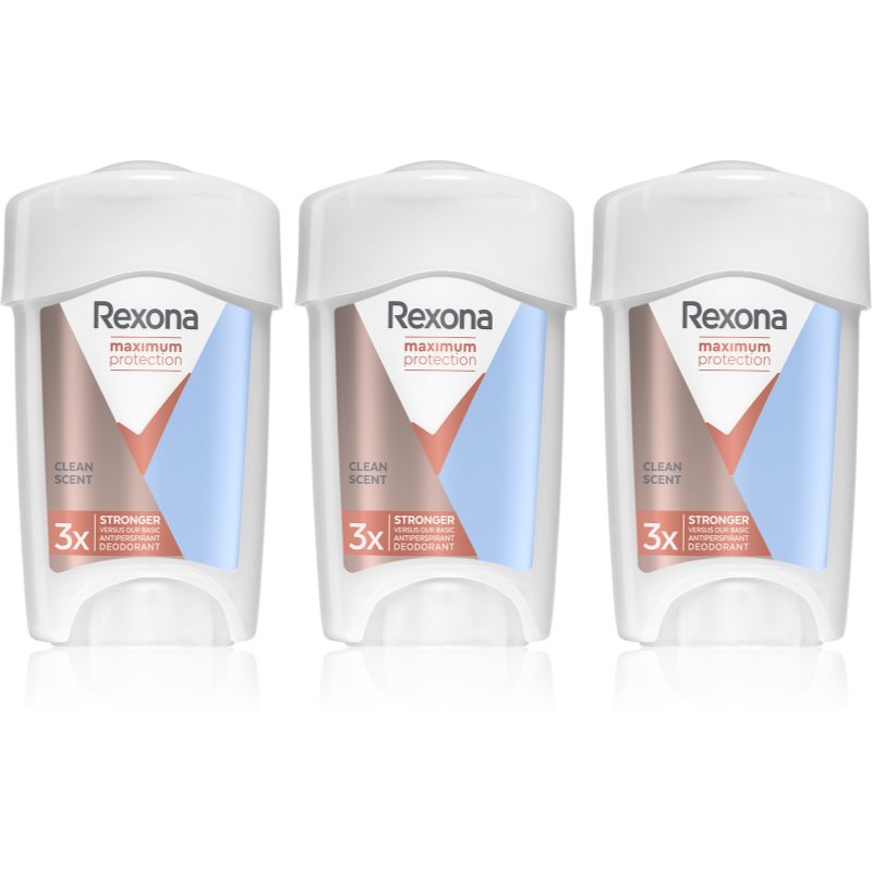 Rexona Maximum Protection Clean Scent антиперспирант-крем за намаляване на потенето изгодна опаковка