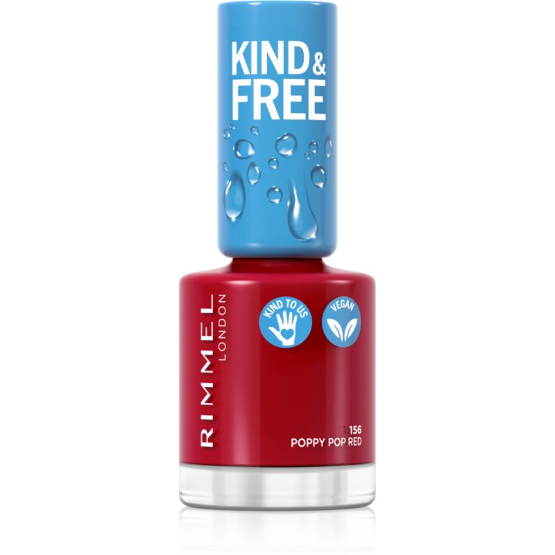 Rimmel Kind & Free лак за нокти цвят 156 Poppy Pop Red 8 мл.