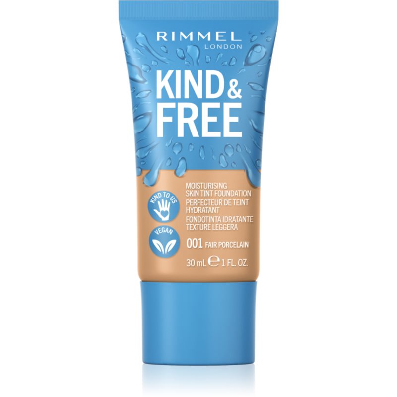 Rimmel Kind & Free лек хидратиращ фон дьо тен цвят 001 Fair Porcelain 30 мл.